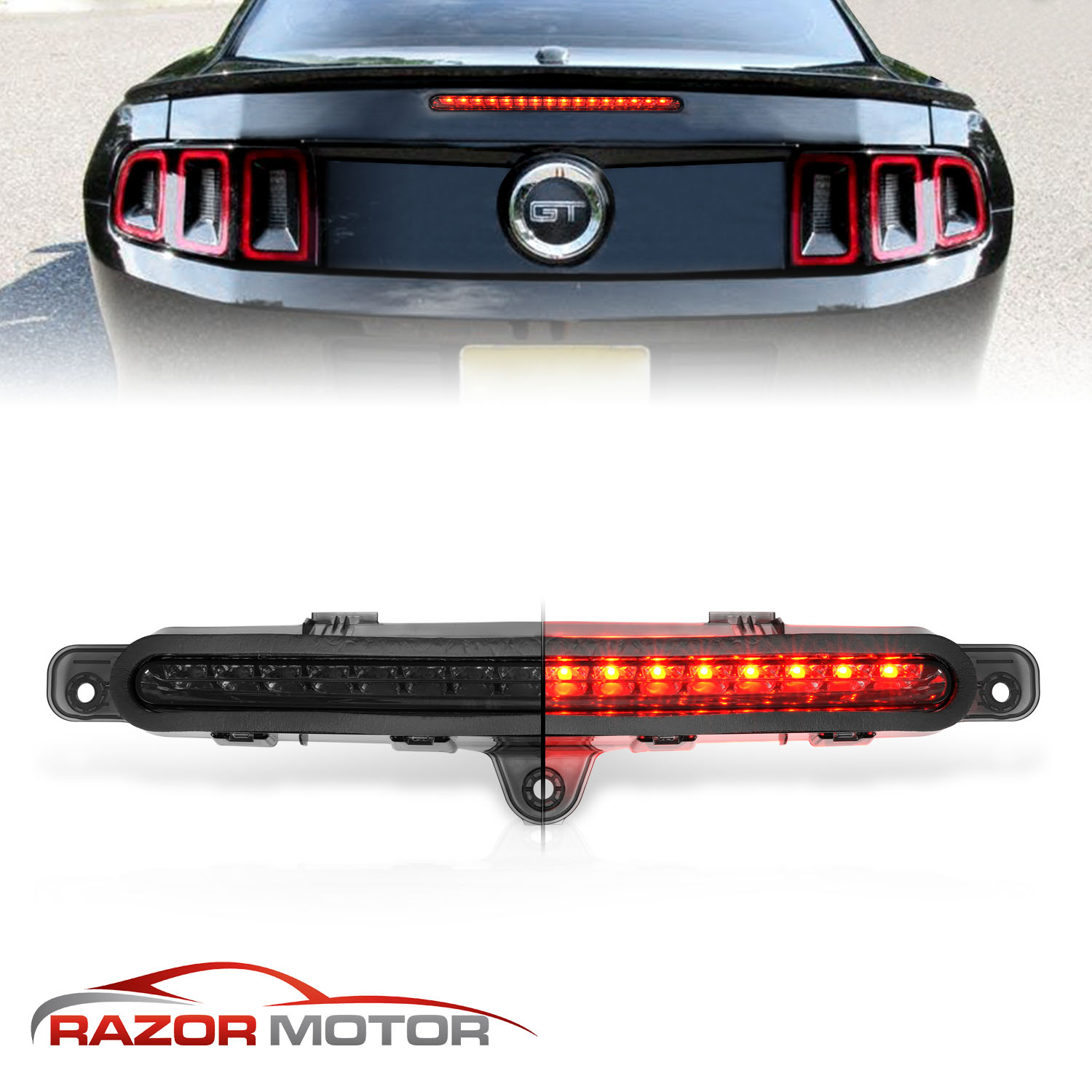 For 20102014 FORD MUSTANG Full LED 3RD Third BRAKE LIGHT SMOKE eBay